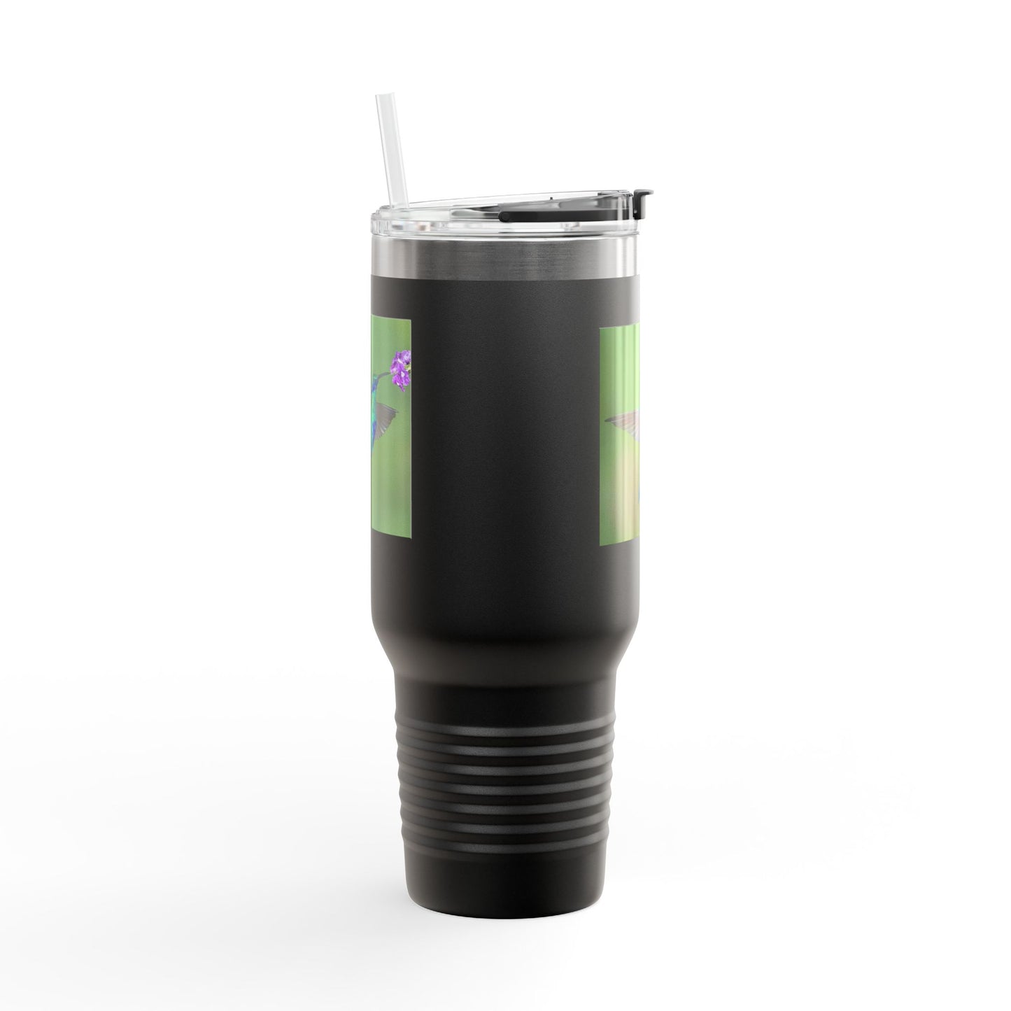 Nature-Inspired 40oz Insulated Travel Mug with Hummingbird Design