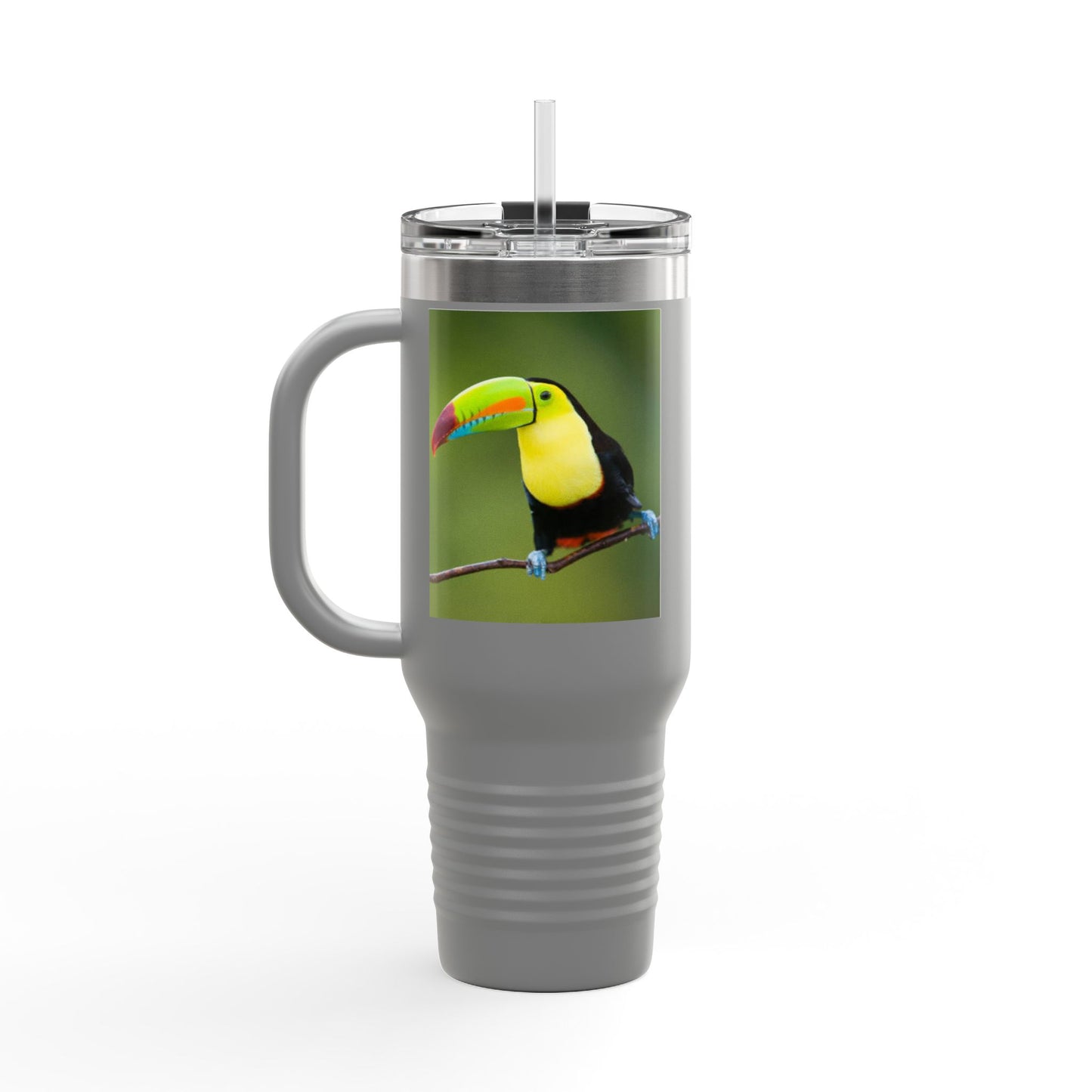 Colorful Toucan Insulated Travel Mug - 40oz - Perfect for Coffee Lovers and Adventure Enthusiasts