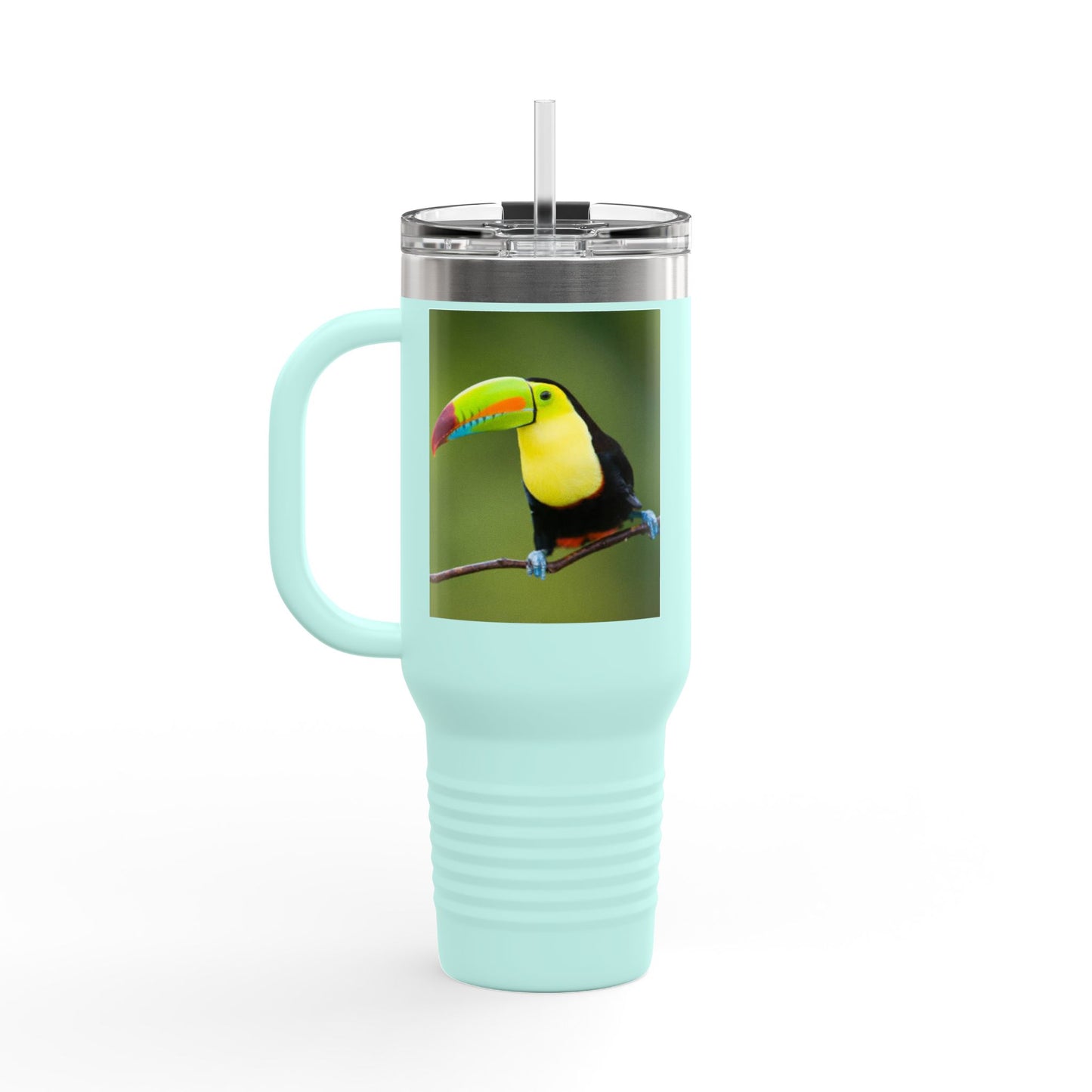 Colorful Toucan Insulated Travel Mug - 40oz - Perfect for Coffee Lovers and Adventure Enthusiasts