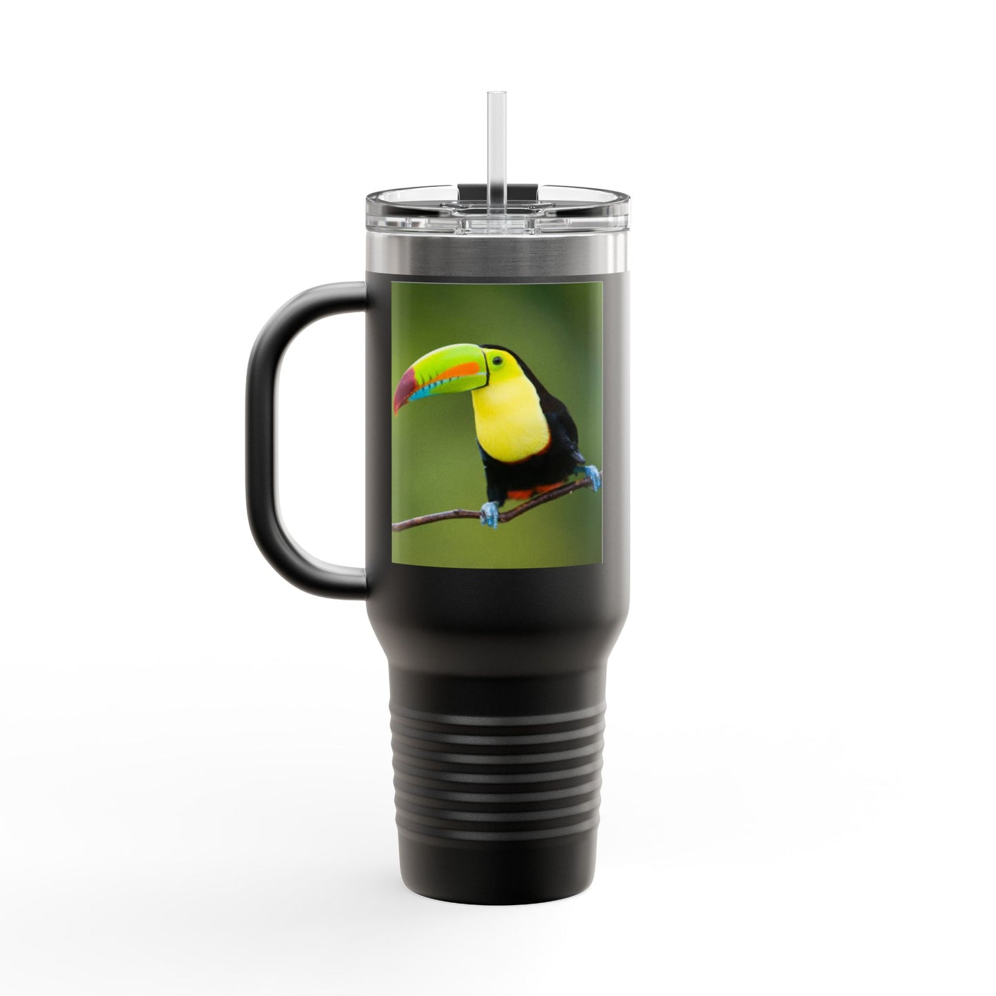 Colorful Toucan Insulated Travel Mug - 40oz - Perfect for Coffee Lovers and Adventure Enthusiasts