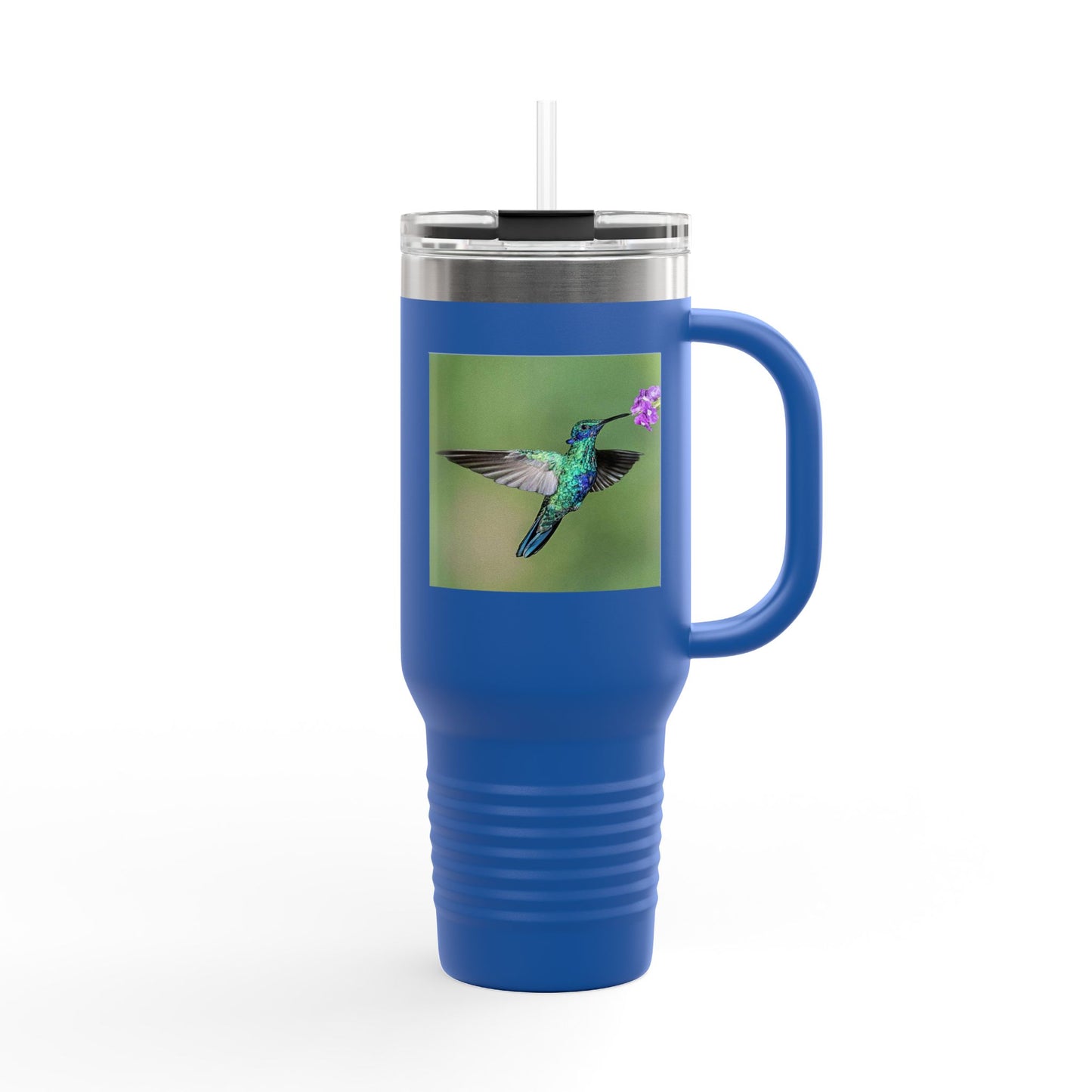 Nature-Inspired 40oz Insulated Travel Mug with Hummingbird Design