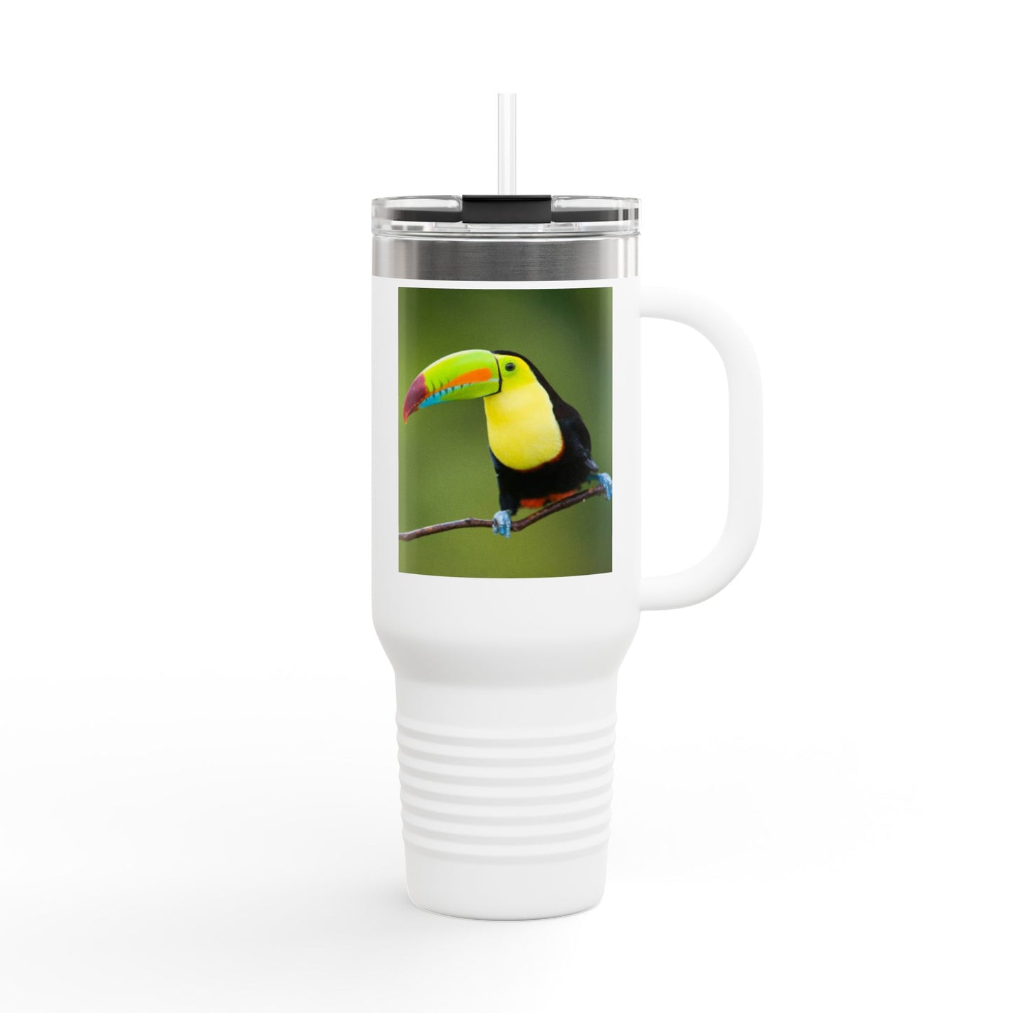 Colorful Toucan Insulated Travel Mug - 40oz - Perfect for Coffee Lovers and Adventure Enthusiasts