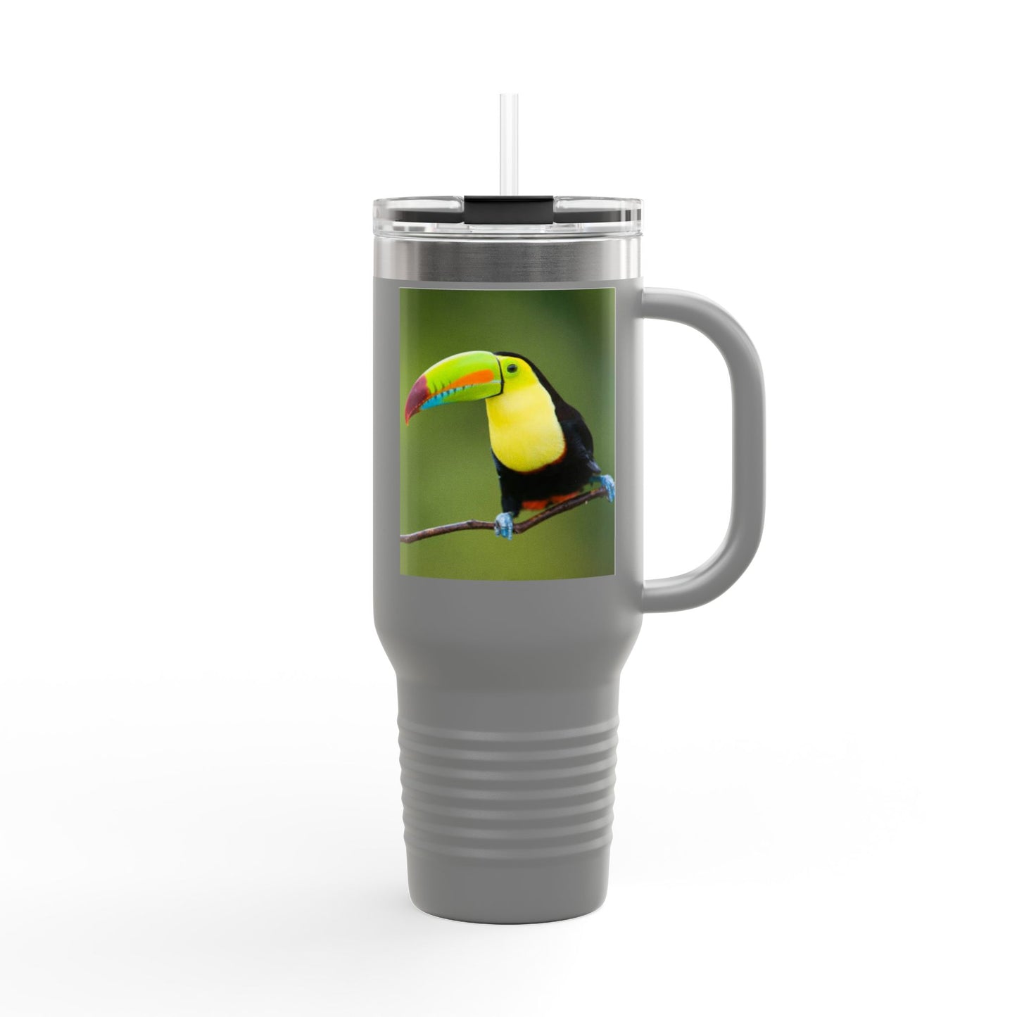 Colorful Toucan Insulated Travel Mug - 40oz - Perfect for Coffee Lovers and Adventure Enthusiasts