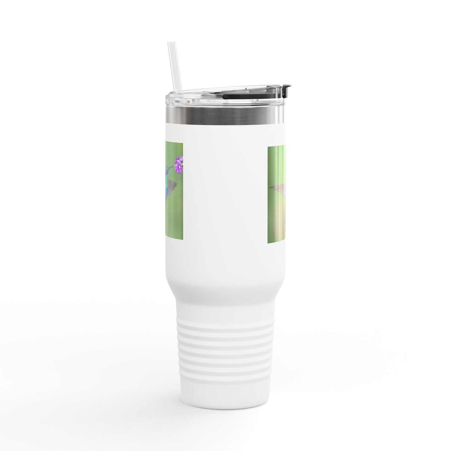 Nature-Inspired 40oz Insulated Travel Mug with Hummingbird Design