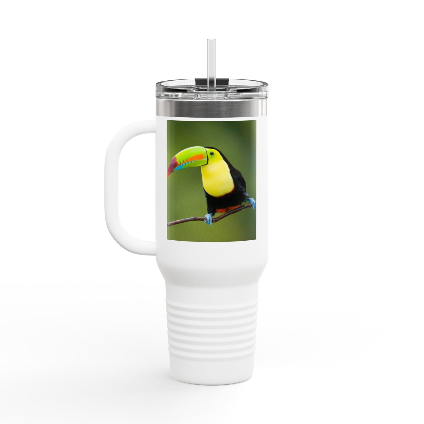 Colorful Toucan Insulated Travel Mug - 40oz - Perfect for Coffee Lovers and Adventure Enthusiasts