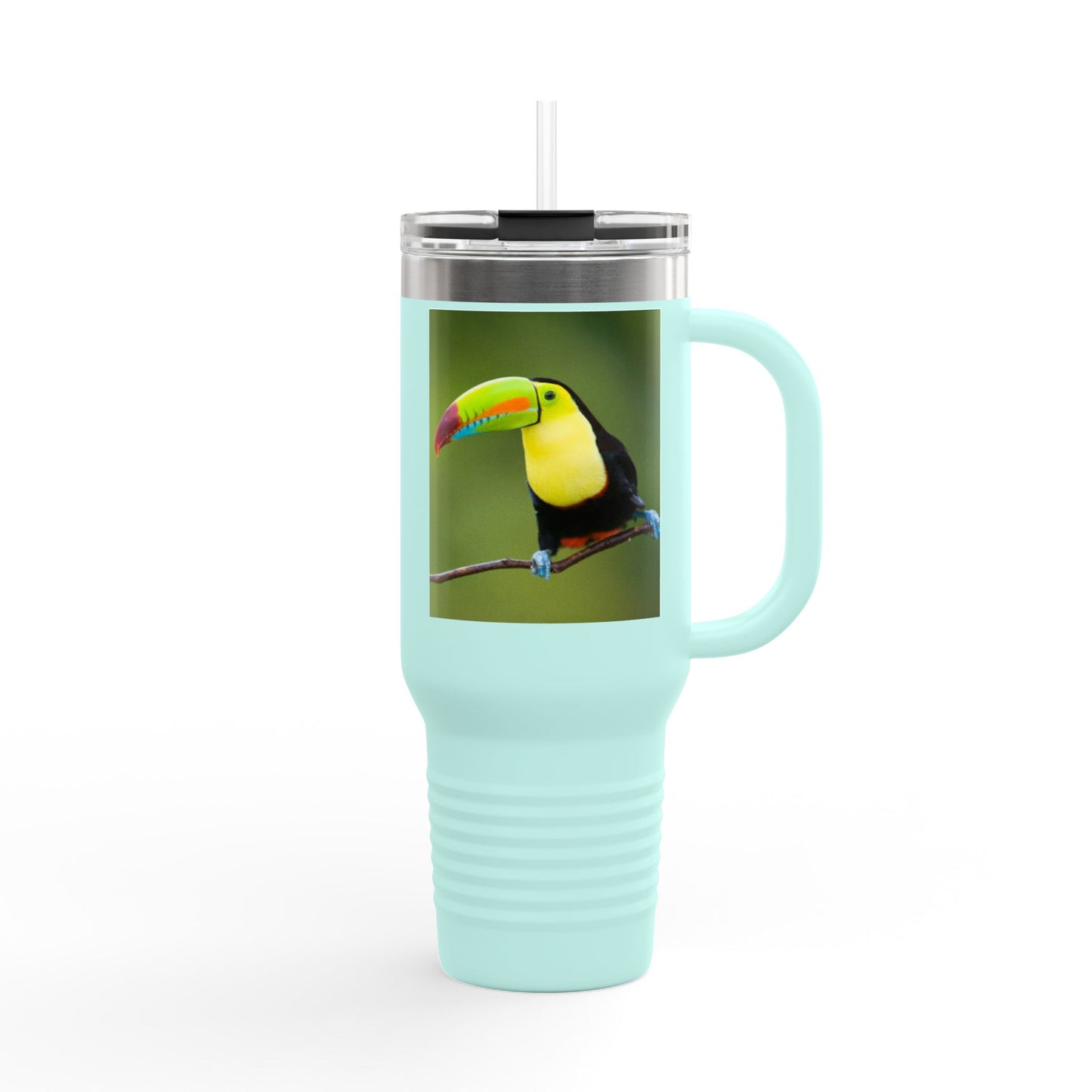 Colorful Toucan Insulated Travel Mug - 40oz - Perfect for Coffee Lovers and Adventure Enthusiasts