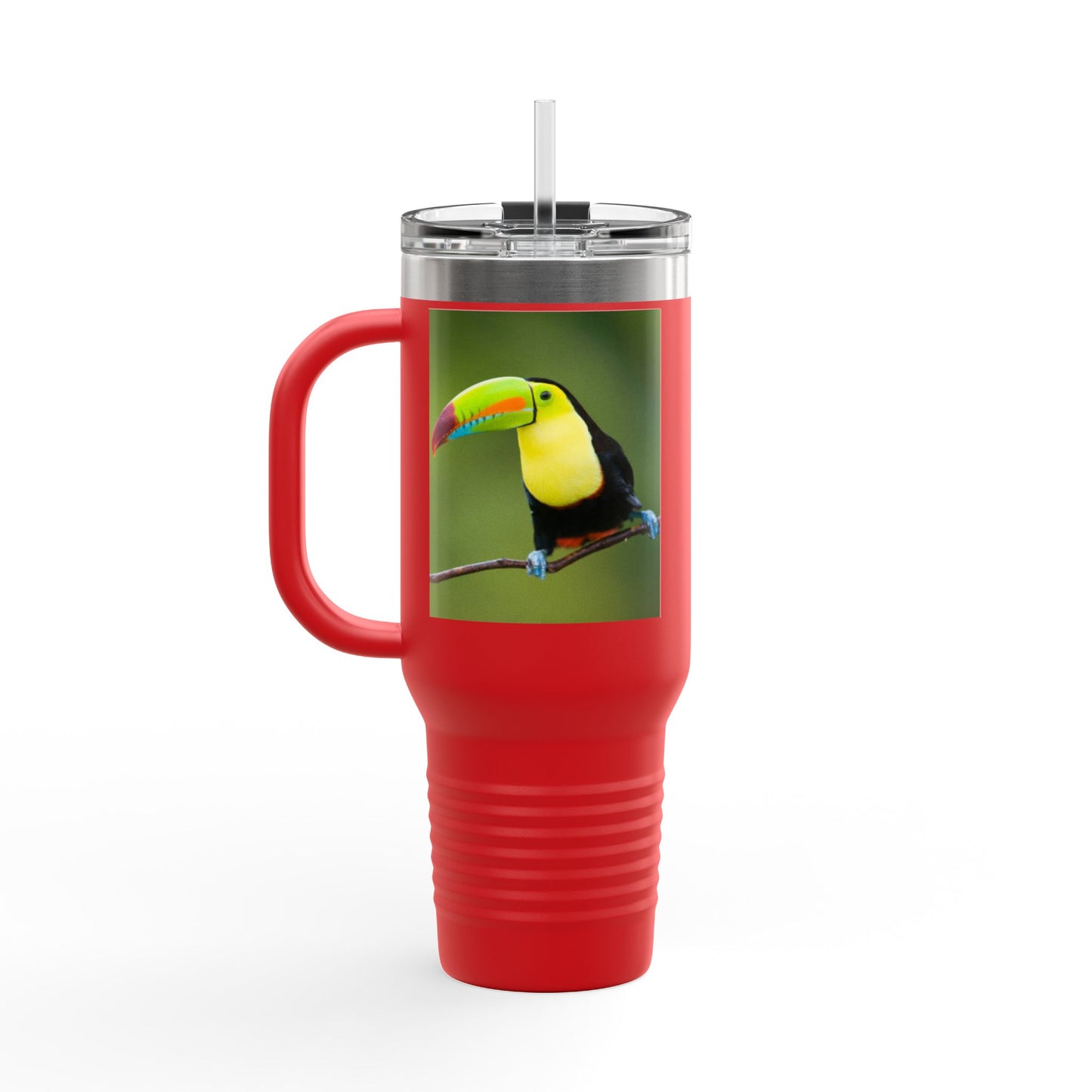 Colorful Toucan Insulated Travel Mug - 40oz - Perfect for Coffee Lovers and Adventure Enthusiasts